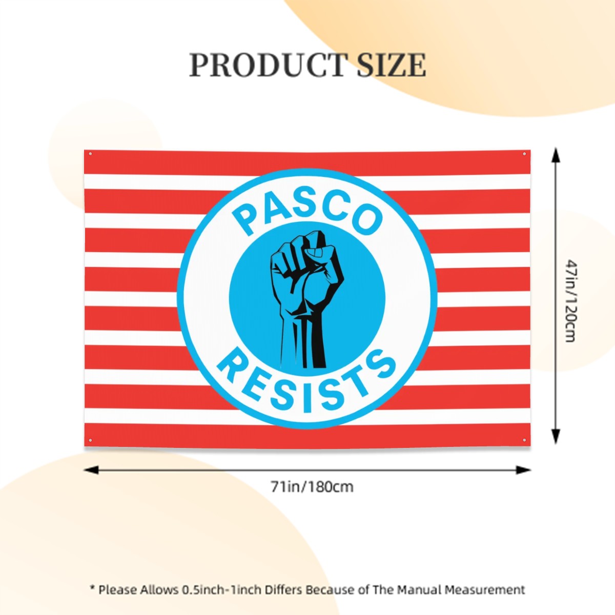 Pasco Resists Banner 71"x47" about 6 ft × 4 ft, Free Shipping