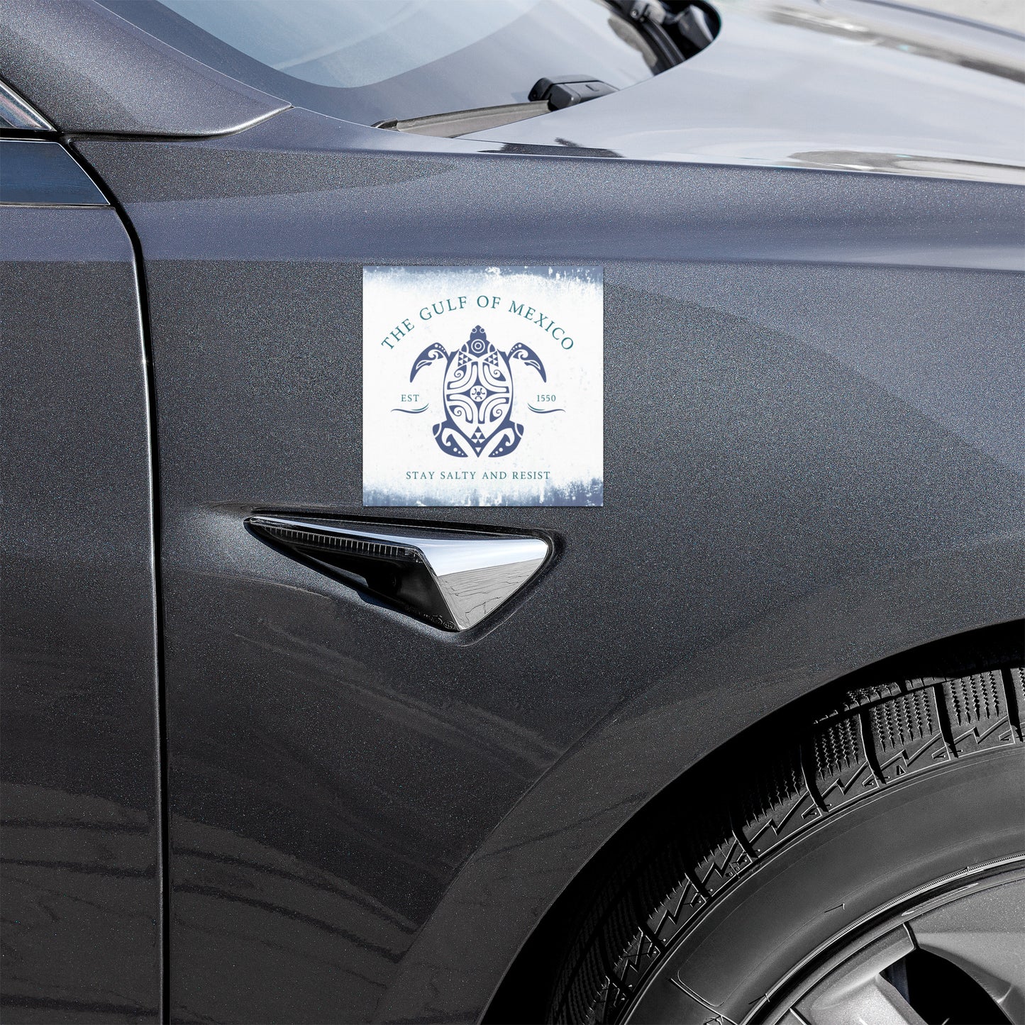 Gulf of Mexico Turtle Car Magnet , Stay Salty and Resist - Free Shipping