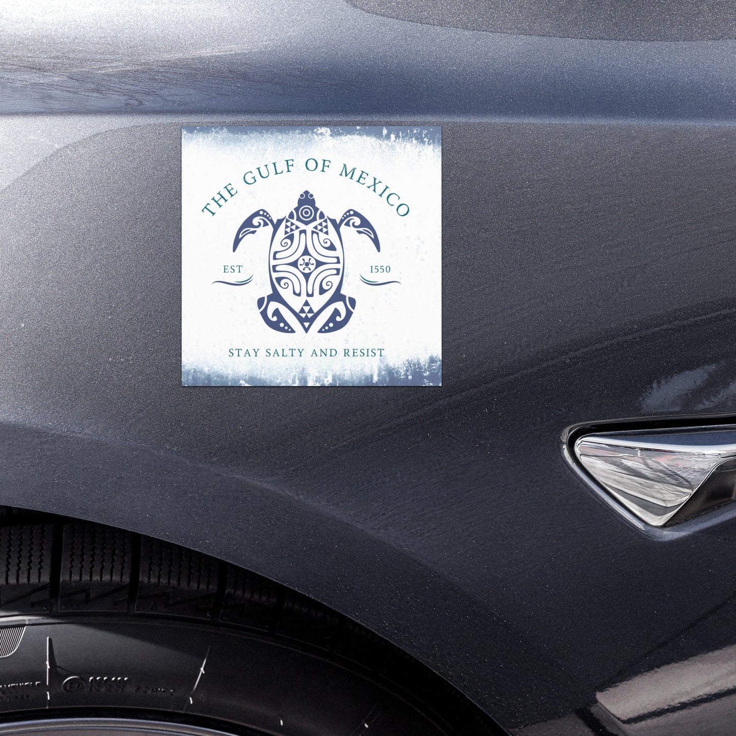 Gulf of Mexico Turtle Car Magnet , Stay Salty and Resist - Free Shipping