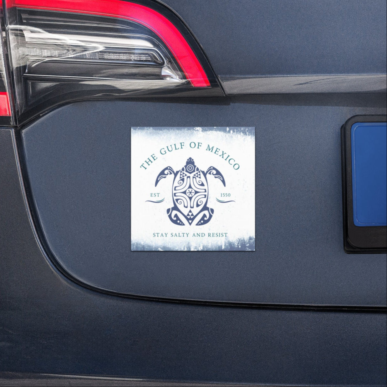 Gulf of Mexico Turtle Car Magnet , Stay Salty and Resist - Free Shipping