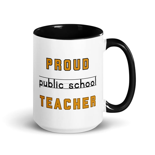 Proud Public School Teacher Retro Mug with Color Inside, Free Shipping