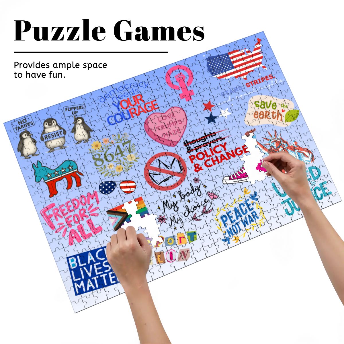 Anti-MAGA Puzzle, Democrat Progressive, 500 Pieces, Free Shipping