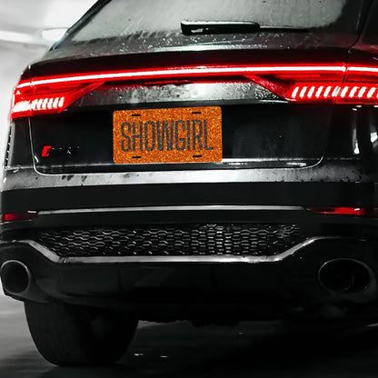 Orange Glitter Showgirl License Plate – Aluminum Vanity Plate, Free Shipping