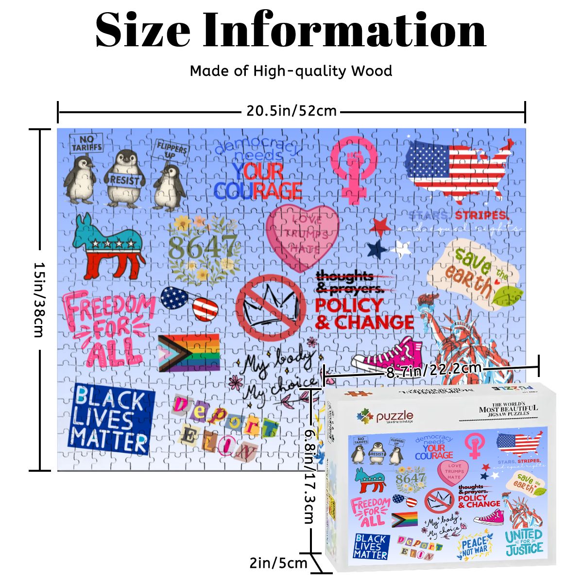 Anti-MAGA Puzzle, Democrat Progressive, 500 Pieces, Free Shipping