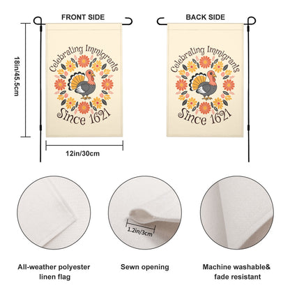 Retro Floral Turkey Thanksgiving Garden Flag, Yard Decor, Free Shipping