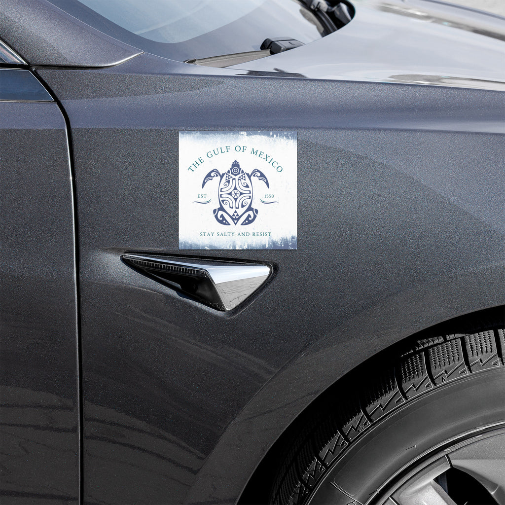 Gulf of Mexico Turtle Car Magnet , Stay Salty and Resist - Free Shipping