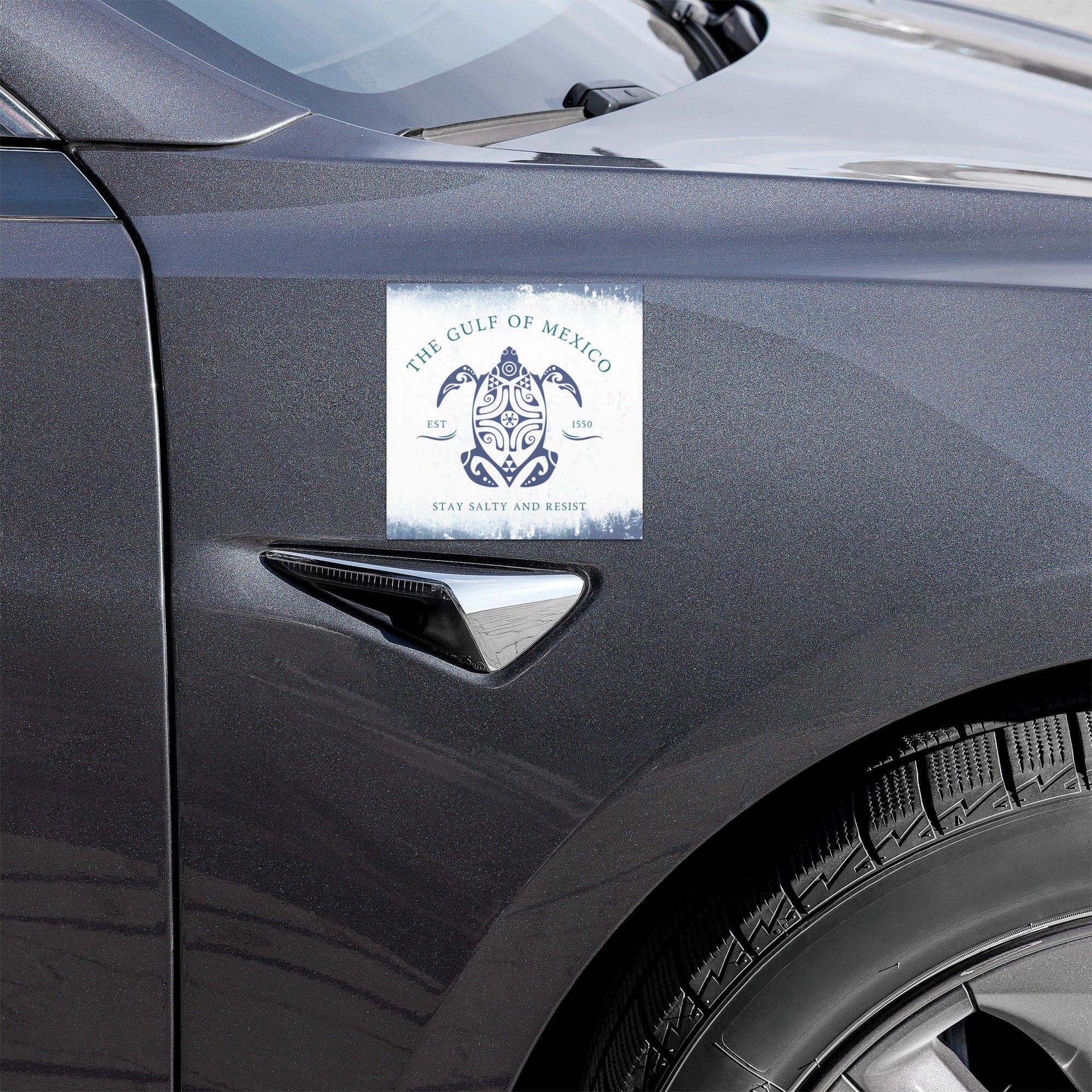 Gulf of Mexico Turtle Car Magnet , Stay Salty and Resist - Free Shipping