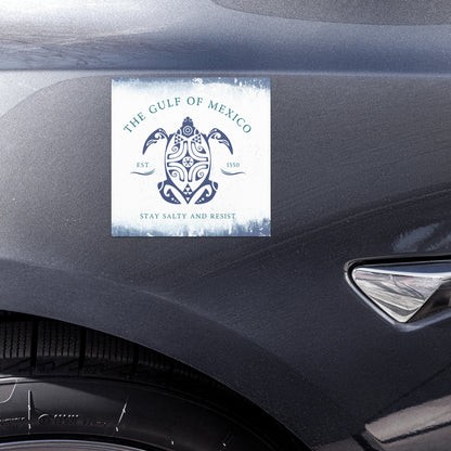 Gulf of Mexico Turtle Car Magnet , Stay Salty and Resist - Free Shipping