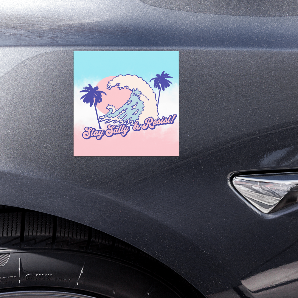 Stay Salty and Resist Retro Car Magnet - Free Shipping