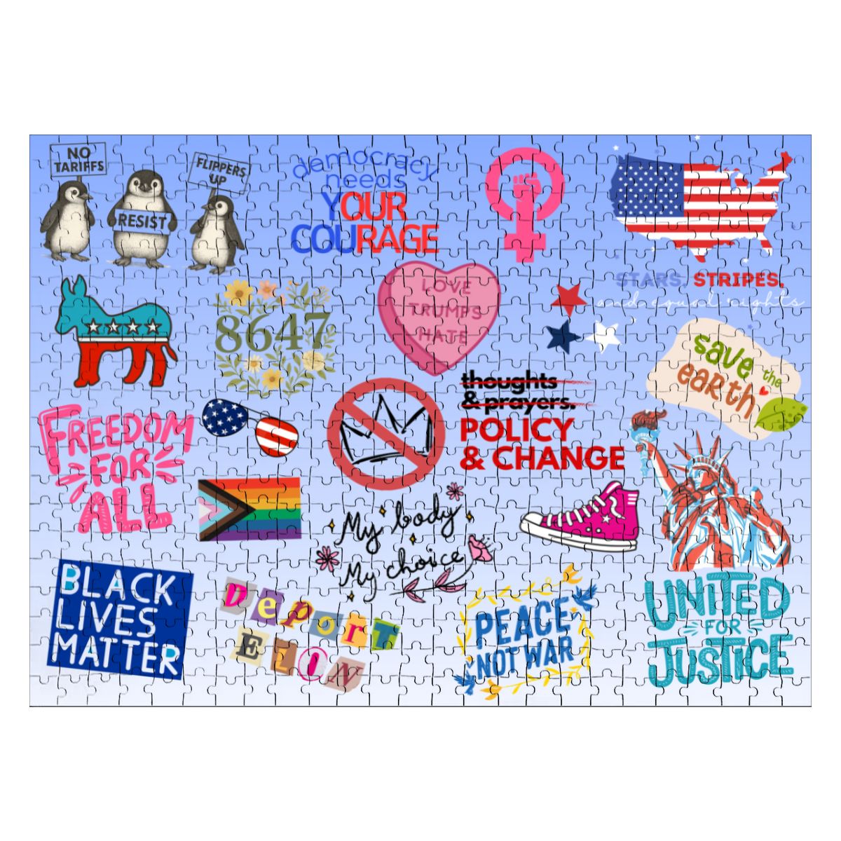 Anti-MAGA Puzzle, Democrat Progressive, 500 Pieces, Free Shipping
