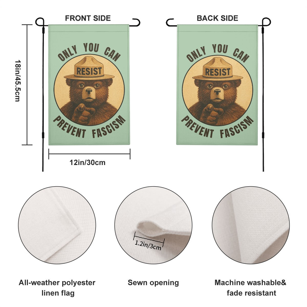 Only You can Prevent Fascism - Garden Flag - Free Shipping