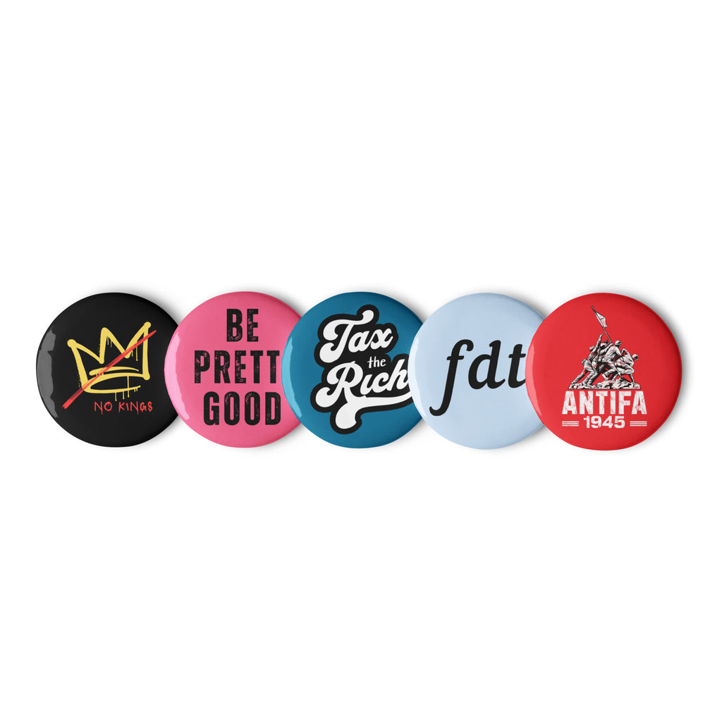 Resistance Protest Pin Buttons Set of 5, FDT Antifa No Kings, Free Shipping