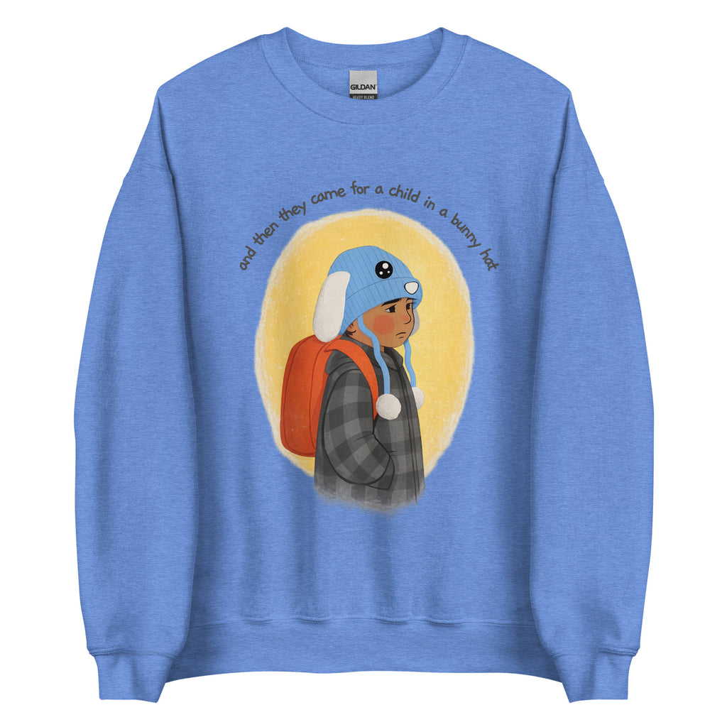Fuck ICE, Bunny Hat Child Sweatshirt, Cozy Protest Crewneck, Warm Winter Pullover, Anti ICE Human Rights Sweatshirt  Short Description