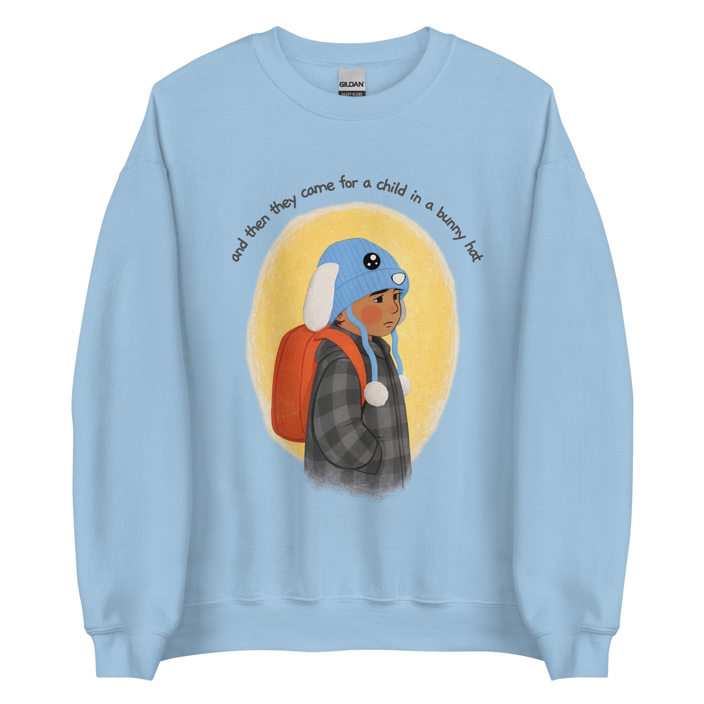 Fuck ICE, Bunny Hat Child Sweatshirt, Cozy Protest Crewneck, Warm Winter Pullover, Anti ICE Human Rights Sweatshirt  Short Description