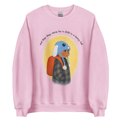 Fuck ICE, Bunny Hat Child Sweatshirt, Cozy Protest Crewneck, Warm Winter Pullover, Anti ICE Human Rights Sweatshirt  Short Description