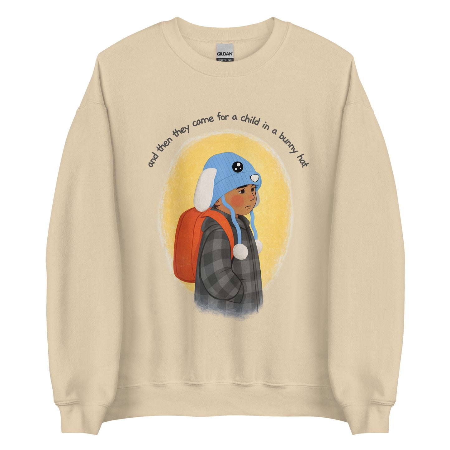 Fuck ICE, Bunny Hat Child Sweatshirt, Cozy Protest Crewneck, Warm Winter Pullover, Anti ICE Human Rights Sweatshirt  Short Description