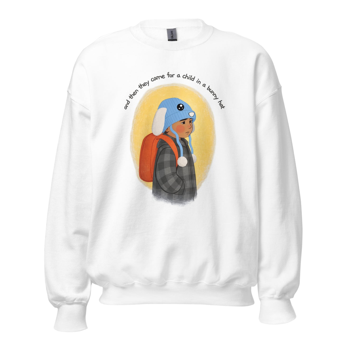 Fuck ICE, Bunny Hat Child Sweatshirt, Cozy Protest Crewneck, Warm Winter Pullover, Anti ICE Human Rights Sweatshirt  Short Description