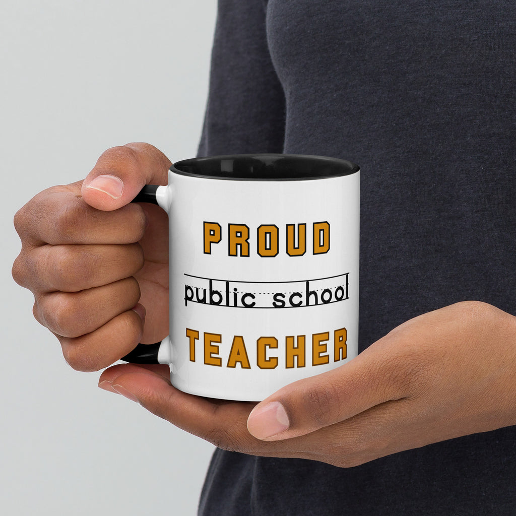 Proud Public School Teacher Retro Mug with Color Inside, Free Shipping
