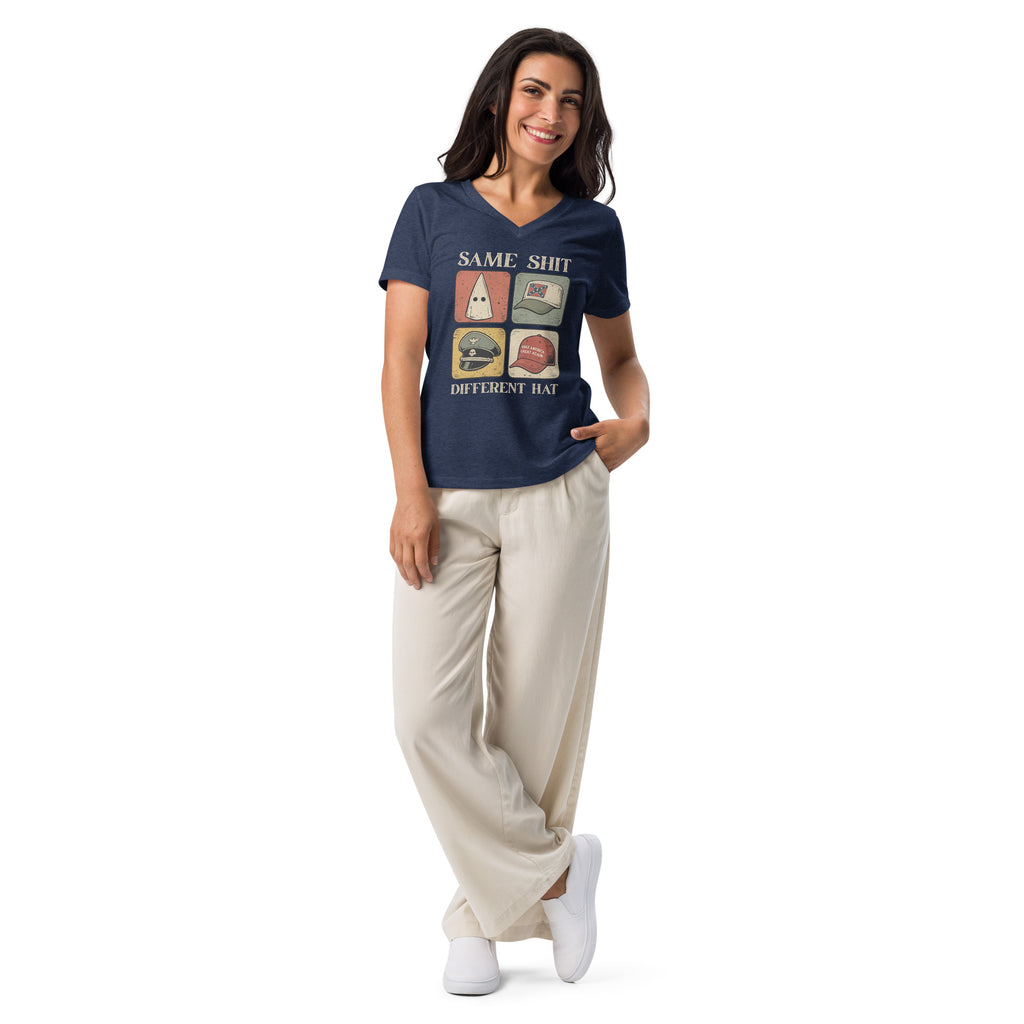 Same Shit Different Hat, Womens V neck Super Soft Tee, Free Shipping