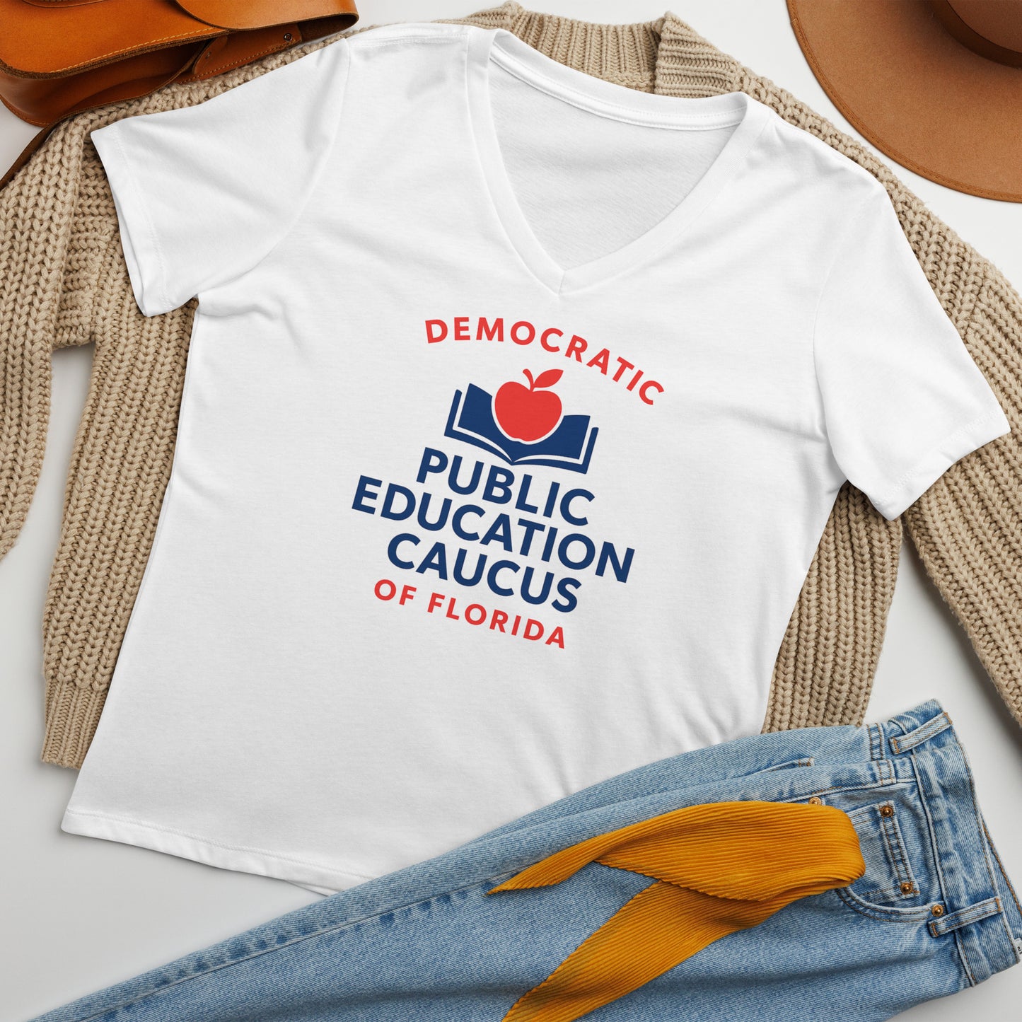 Democratic Public Education Caucus of Florida T-Shirt - Women’s Relaxed V-neck - Free Shipping